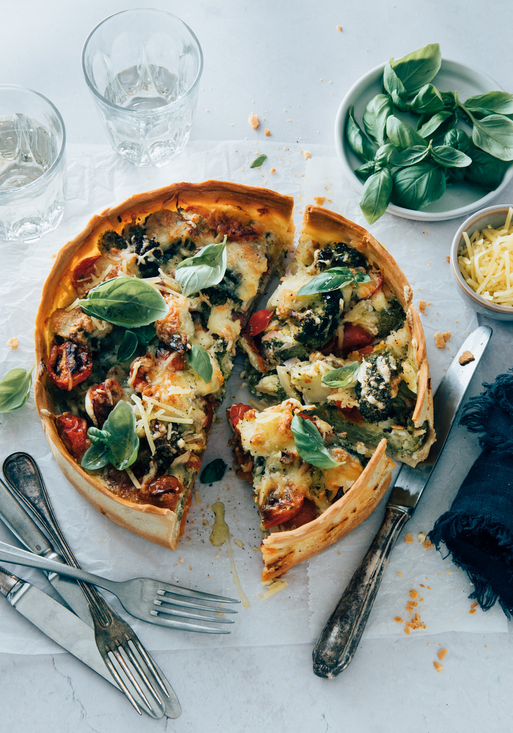 Hartige taart met broccoli