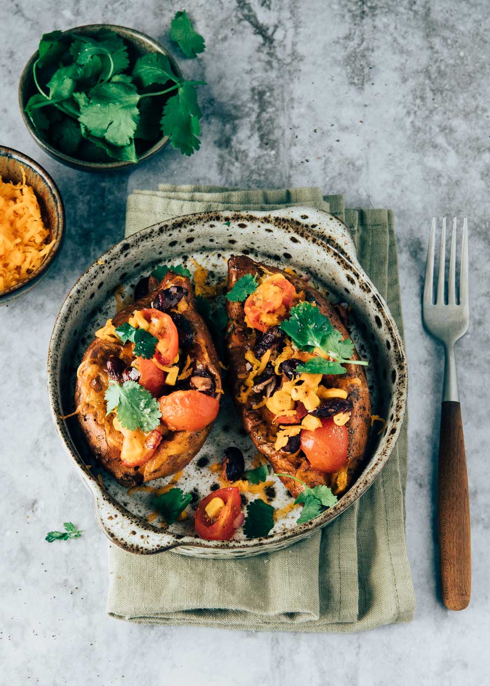 Gevulde zoete aardappel