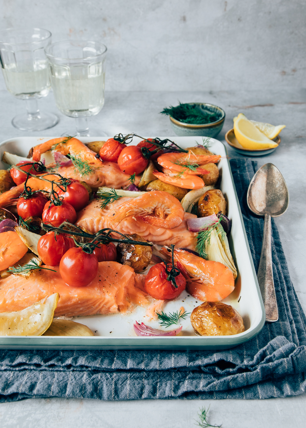 Traybake met zalm