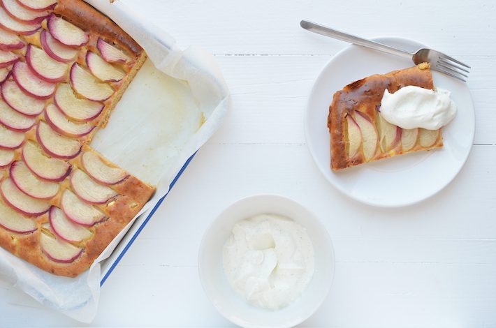 plaatcake met perzik