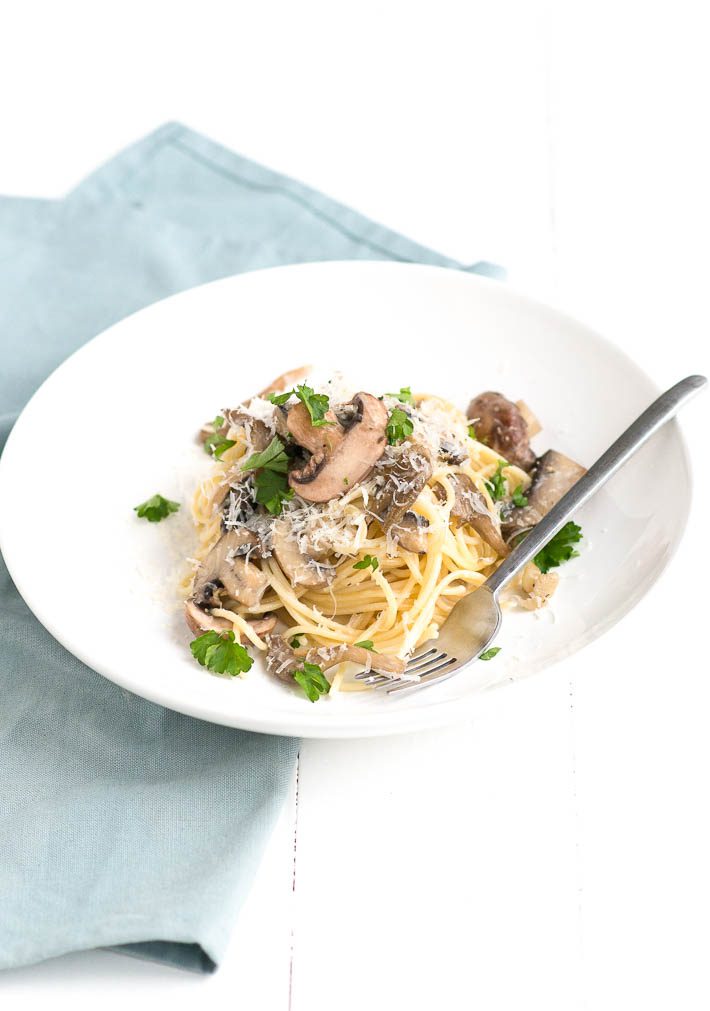 spaghetti met paddenstoelen roomsaus-4