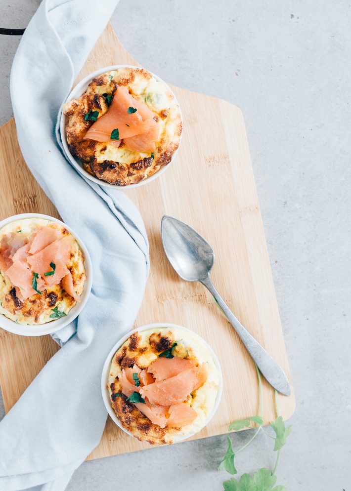 Souffle met gerookte zalm