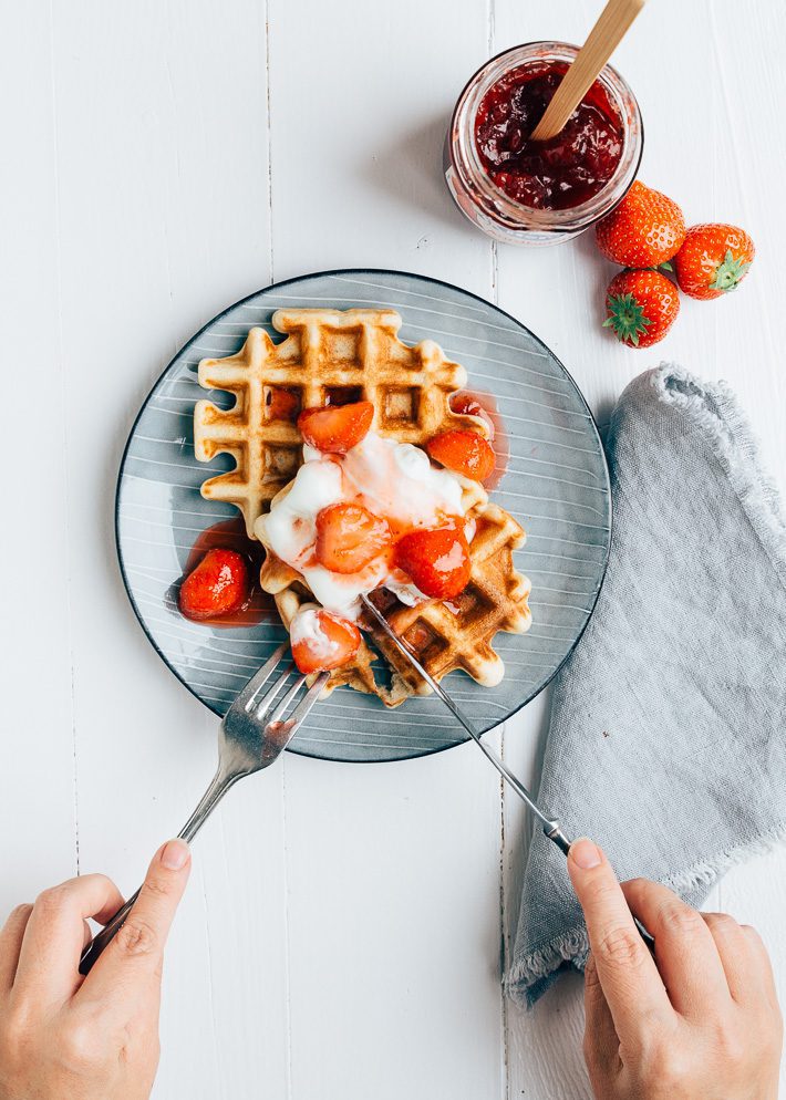 kwarkwafels aardbeien