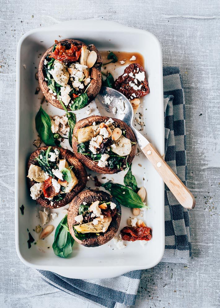 portobello met spinazie