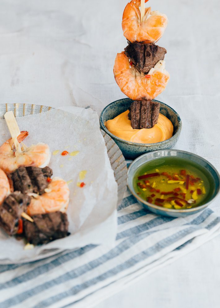 Surf en Turf bbq spiezen