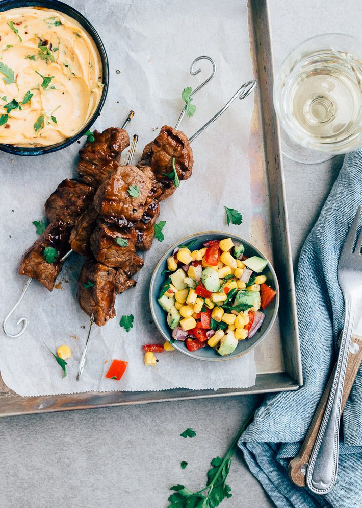 biefstuk spiezen met chipotle boter