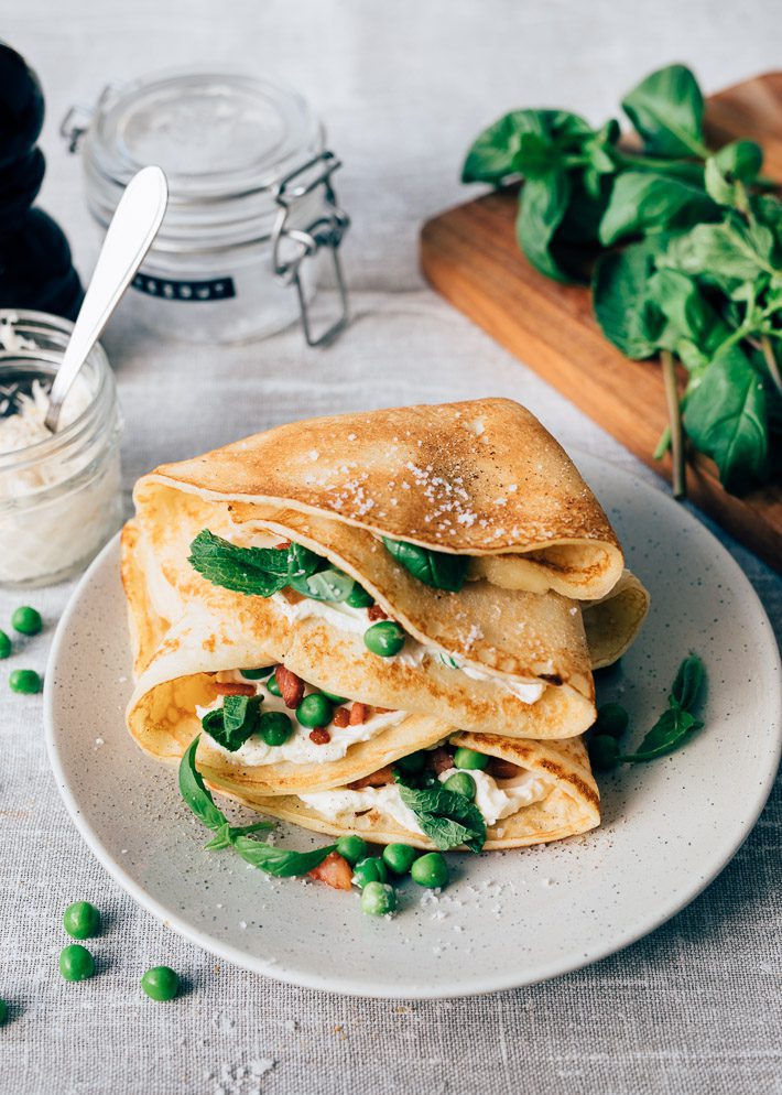 Hartige pannenkoek met doperwtjes