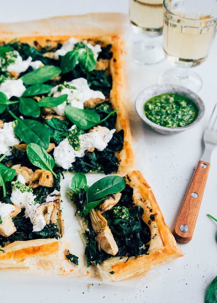 plaattaart met spinazie