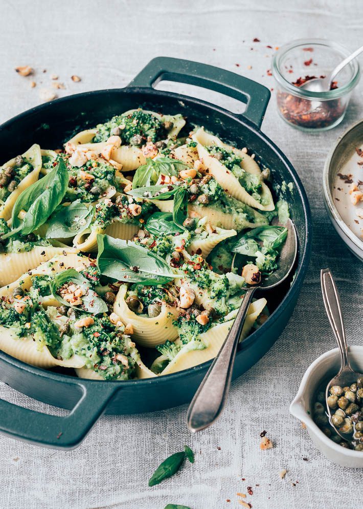 Gevulde pastaschelpen met broccoli