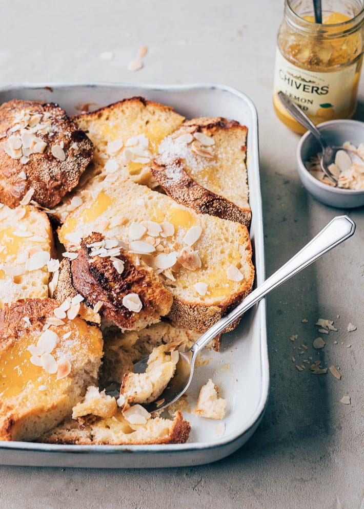 Broodpudding met lemoncurd