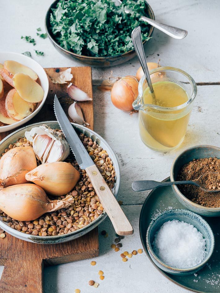 Linzensoep met boerenkool
