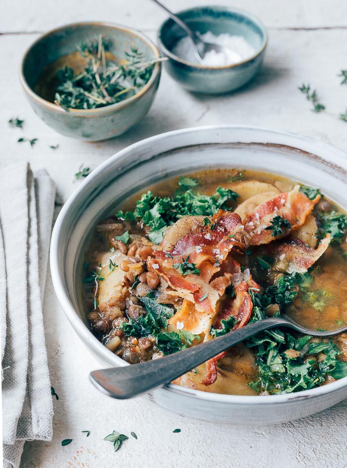 Linzensoep met boerenkool