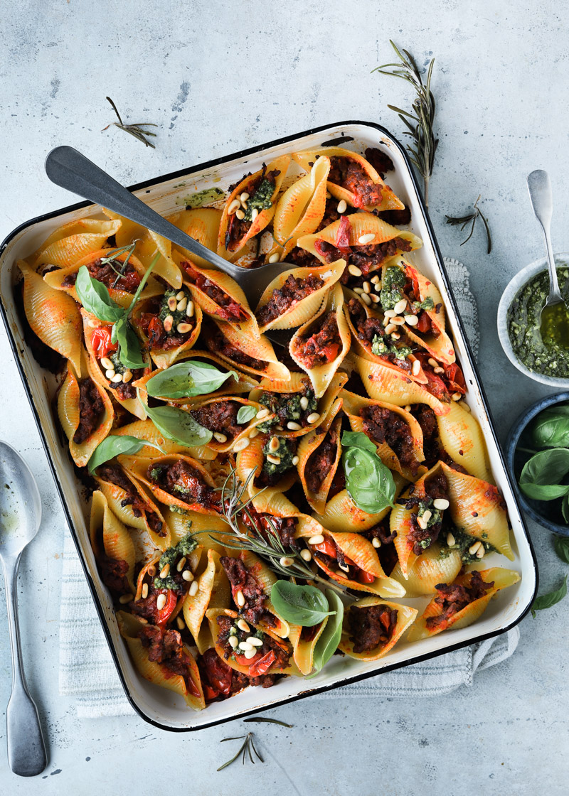 Gevulde pastaschelpen met gehakt