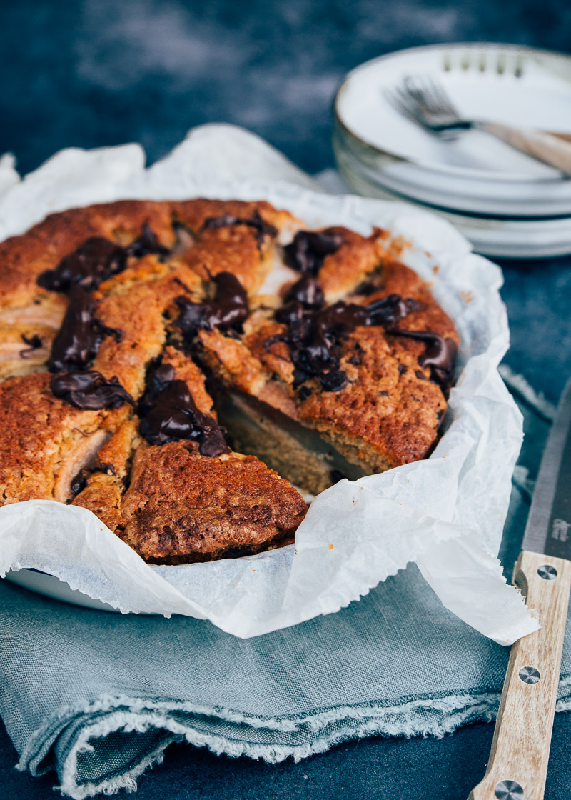 perentaart met chocola