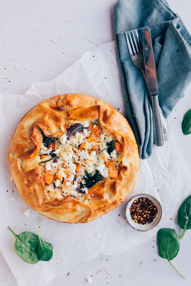 Hartige taart met zoete aardappel