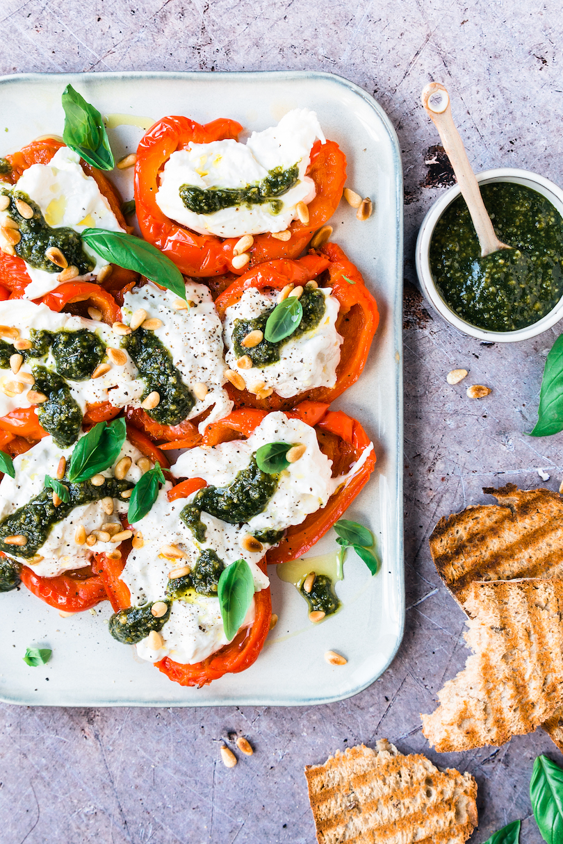 Geroosterde paprika’s met burrata