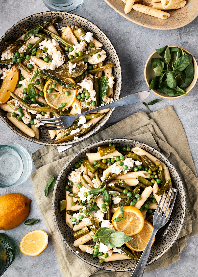 Pasta met groene asperges