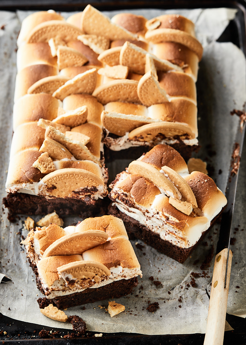 Brownie met marshmallows